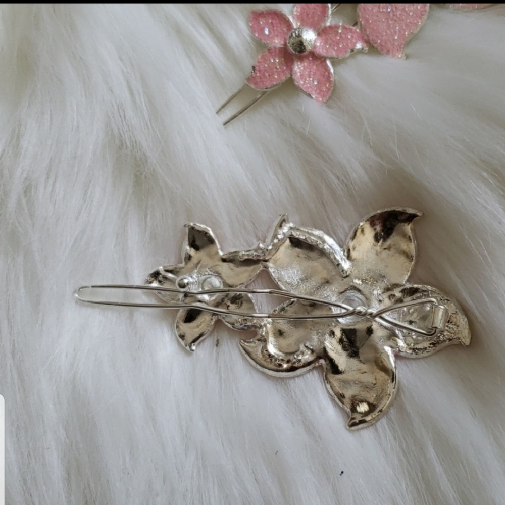 Set of 2 pink Sparkle hair clips - Picture 2 of 3